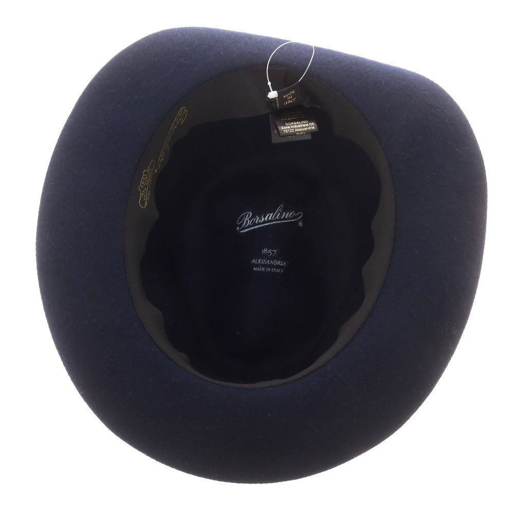 【中古】ボルサリーノ Borsalino ファーフェルト 中折れ ハット ネイビー【 サイズ57 】【 状態ランクB 】【 メンズ 】 [CPD]