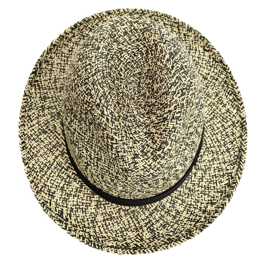 【中古】ボルサリーノ Borsalino ミドルブリム 中折れ ストローハット 帽子 ライトベージュxブラック【サイズ58】【 状態ランクB 】【 メンズ 】