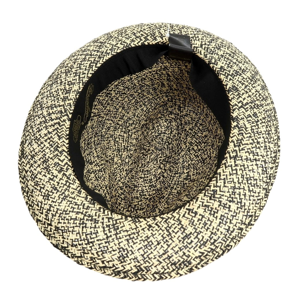 【中古】ボルサリーノ Borsalino ミドルブリム 中折れ ストローハット 帽子 ライトベージュxブラック【サイズ58】【 状態ランクB 】【 メンズ 】