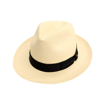 【中古】ボルサリーノ Borsalino ミドルブリム PAGLIA 中折れ ストローハット 帽子 ライトベージュxブラック【サイズ57】【 状態ランクB 】【 メンズ 】