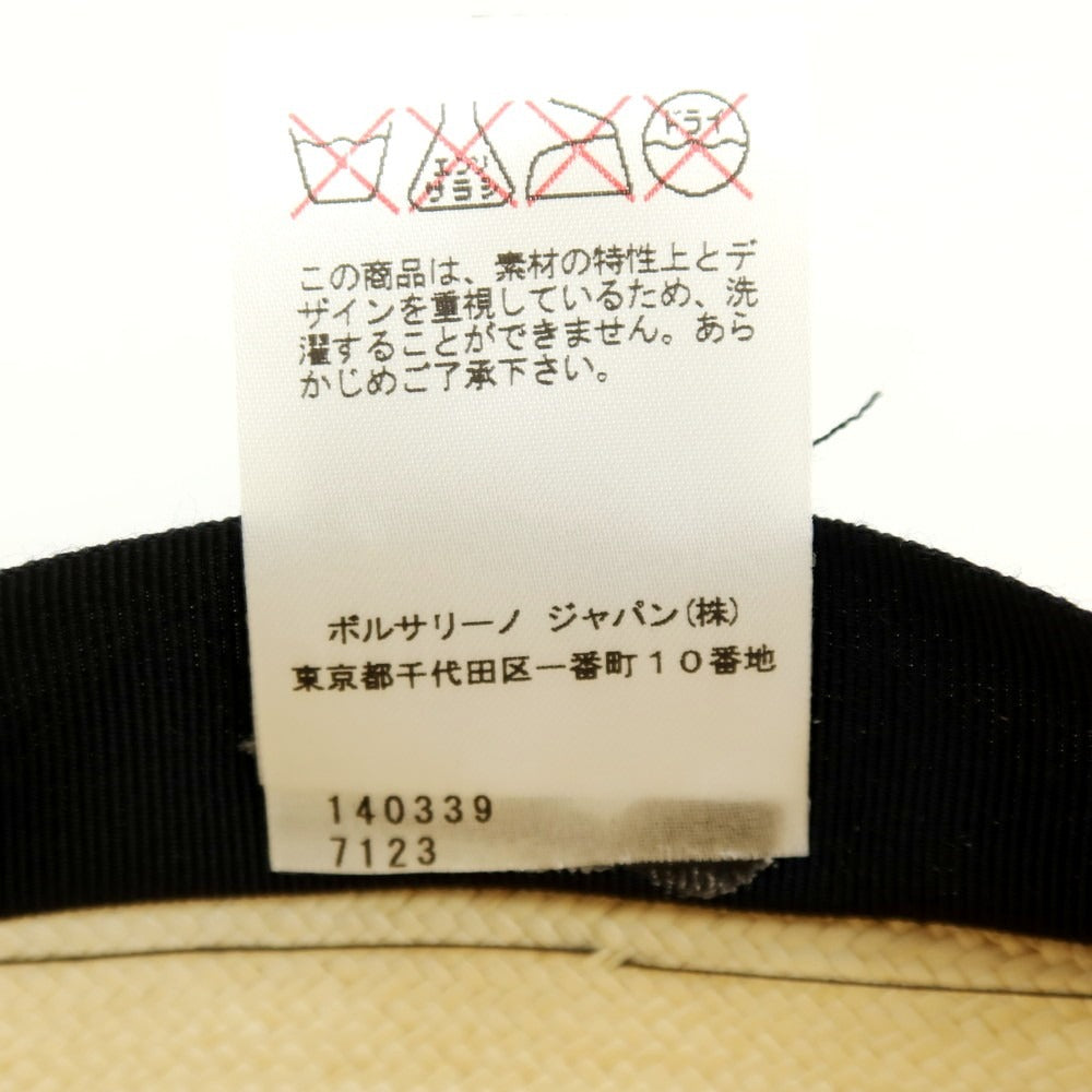 【中古】ボルサリーノ Borsalino ミドルブリム PAGLIA 中折れ ストローハット 帽子 ライトベージュxブラック【サイズ57】【 状態ランクB 】【 メンズ 】