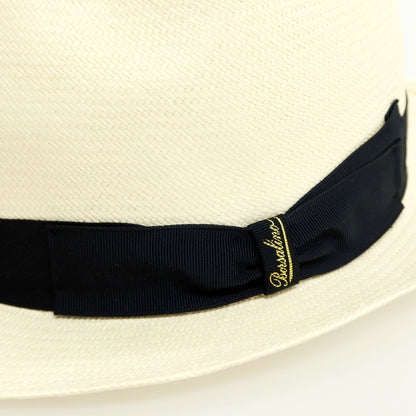【中古】ボルサリーノ Borsalino ショートブリム 中折れ パナマハット 帽子 アイボリーxネイビー【サイズ59】【 状態ランクB 】【 メンズ 】