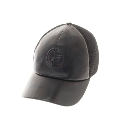 【中古】ジョルジオアルマーニ GIORGIO ARMANI レザー メッシュ BBキャップ ブラック【 M 】【 状態ランクB 】【 メンズ 】