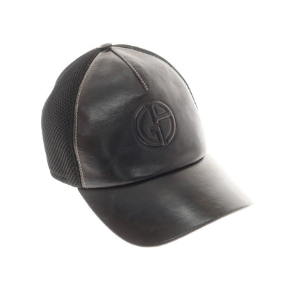 【中古】ジョルジオアルマーニ GIORGIO ARMANI レザー メッシュ BBキャップ ブラック【 M 】【 状態ランクB 】【 メンズ 】