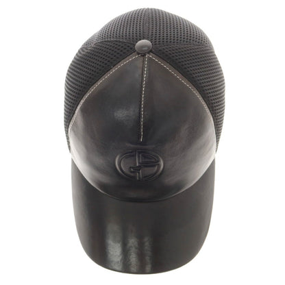 【中古】ジョルジオアルマーニ GIORGIO ARMANI レザー メッシュ BBキャップ ブラック【 M 】【 状態ランクB 】【 メンズ 】