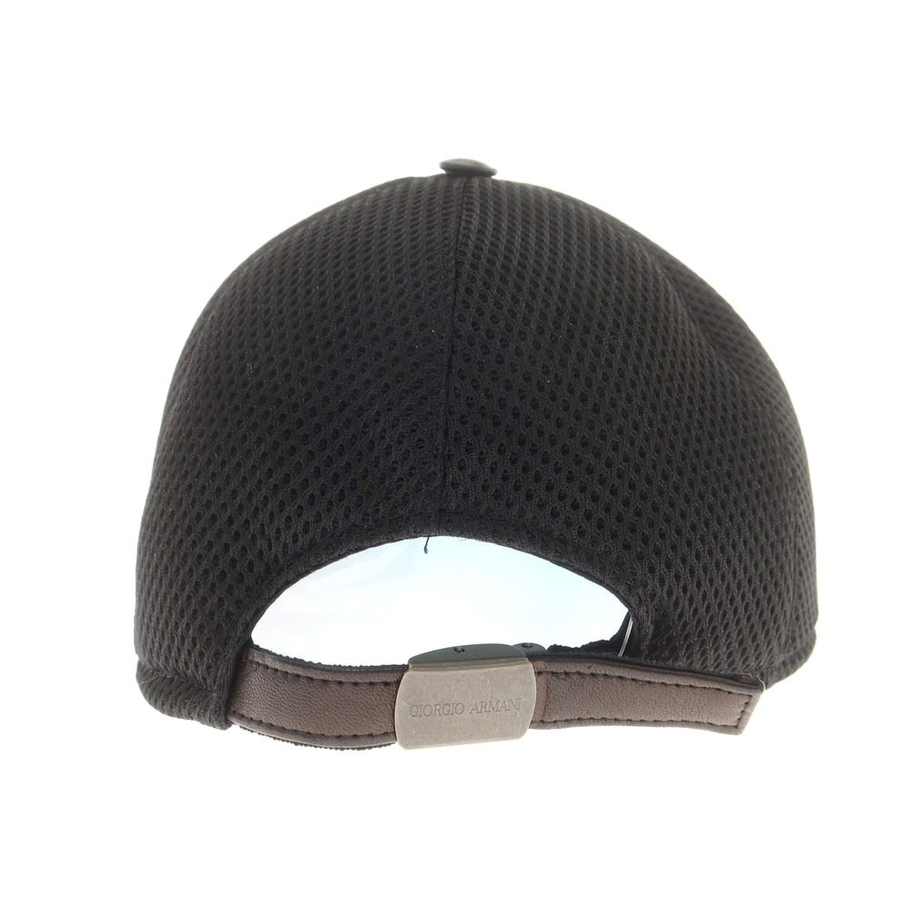 【中古】ジョルジオアルマーニ GIORGIO ARMANI レザー メッシュ BBキャップ ブラック【 M 】【 状態ランクB 】【 メンズ 】