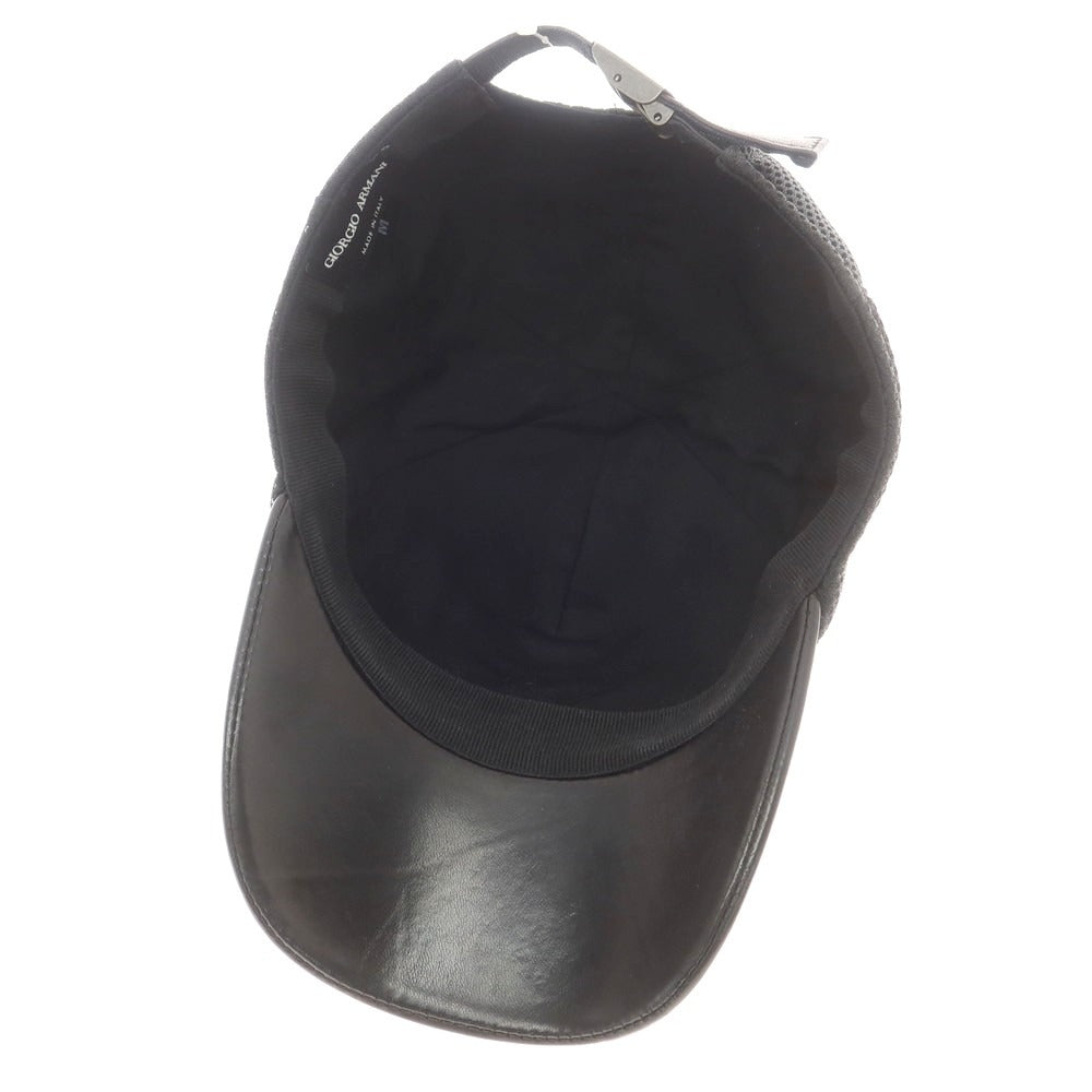 【中古】ジョルジオアルマーニ GIORGIO ARMANI レザー メッシュ BBキャップ ブラック【 M 】【 状態ランクB 】【 メンズ 】