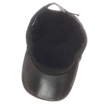 【中古】ジョルジオアルマーニ GIORGIO ARMANI レザー メッシュ BBキャップ ブラック【 M 】【 状態ランクB 】【 メンズ 】