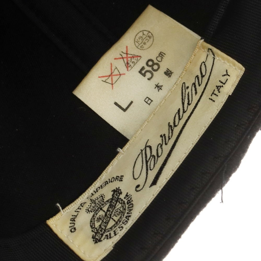 【中古】ボルサリーノ Borsalino ポリエステル BBキャップ ブラック【 L　58cm 】【 状態ランクB 】【 メンズ 】