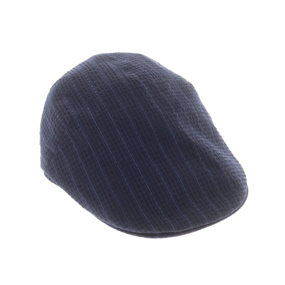 【中古】ボルサリーノ Borsalino ウールコットン ストライプ ハンチング キャップ 帽子 ネイビー【 59 】【 状態ランクB 】【 メンズ 】