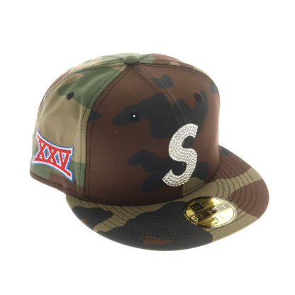 【中古】シュプリーム Supreme 2025年秋冬 Swarovski S Logo New Era カモフラージュ柄 キャップ グリーンxブラウン【 7 3/8 】【 状態ランクA 】【 メンズ 】