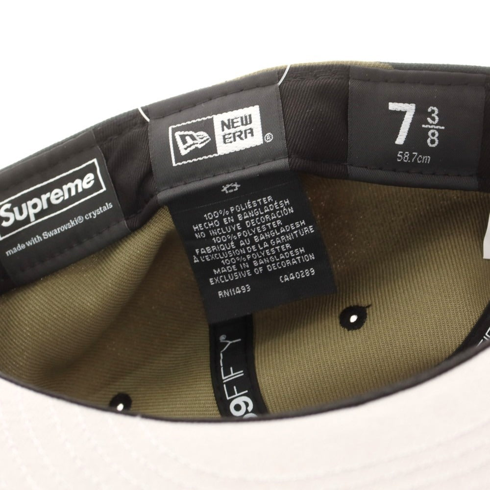 【中古】シュプリーム Supreme 2025年秋冬 Swarovski S Logo New Era カモフラージュ柄 キャップ グリーンxブラウン【 7 3/8 】【 状態ランクA 】【 メンズ 】