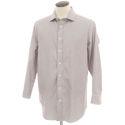 【中古】メイカーズシャツ カマクラ Makers Shirt 鎌倉 コットン ストライプ ワイドカラー ドレスシャツ ブラウンxホワイト【 45-85 】【 状態ランクB 】【 メンズ 】