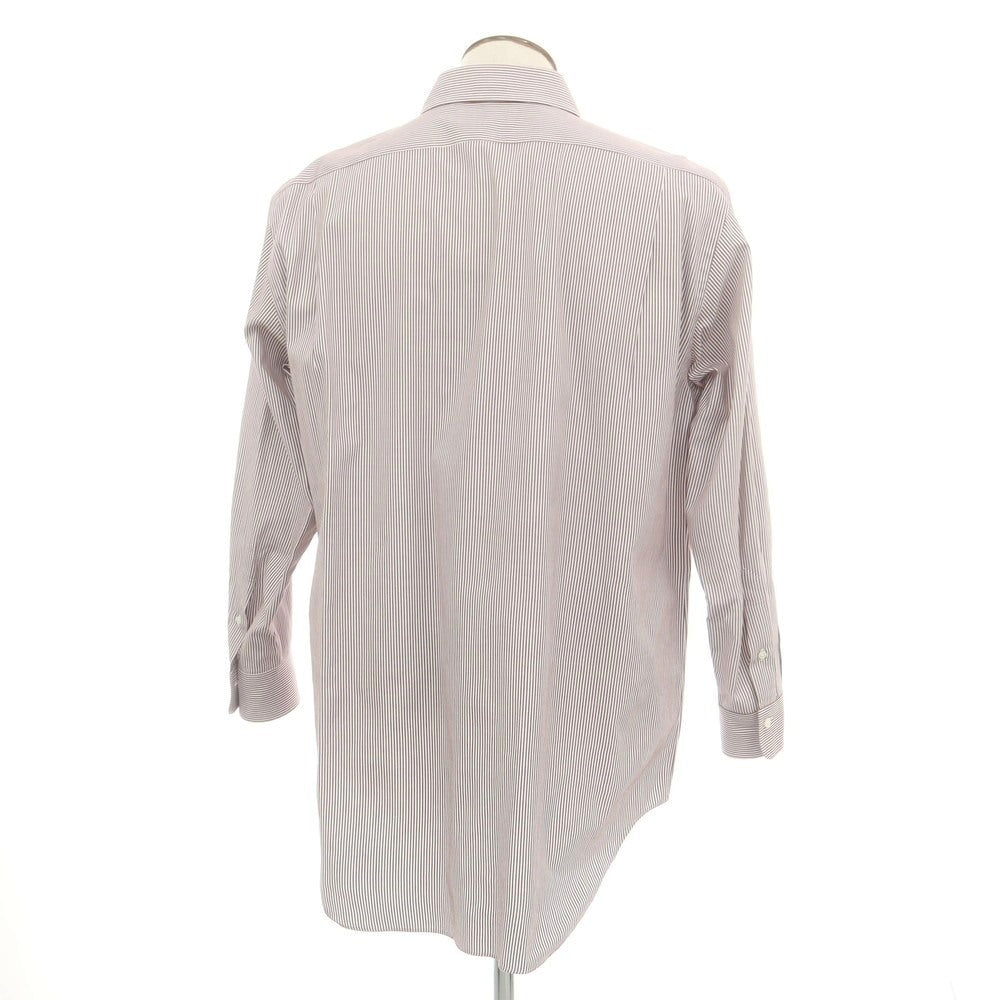 【中古】メイカーズシャツ カマクラ Makers Shirt 鎌倉 コットン ストライプ ワイドカラー ドレスシャツ ブラウンxホワイト【 45-85 】【 状態ランクB 】【 メンズ 】