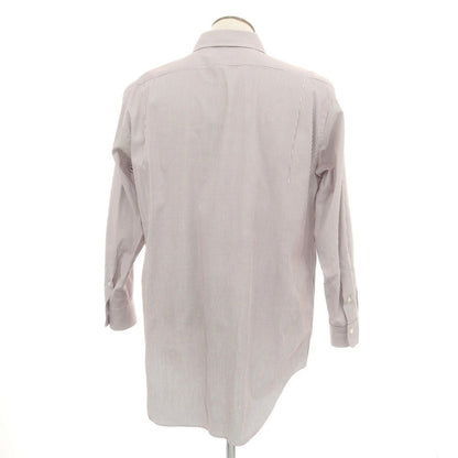 【中古】メイカーズシャツ カマクラ Makers Shirt 鎌倉 コットン ストライプ ワイドカラー ドレスシャツ ブラウンxホワイト【 45-85 】【 状態ランクB 】【 メンズ 】