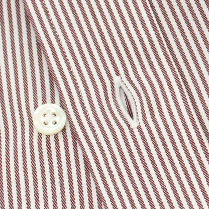 【中古】メイカーズシャツ カマクラ Makers Shirt 鎌倉 コットン ストライプ ワイドカラー ドレスシャツ ブラウンxホワイト【 45-85 】【 状態ランクB 】【 メンズ 】