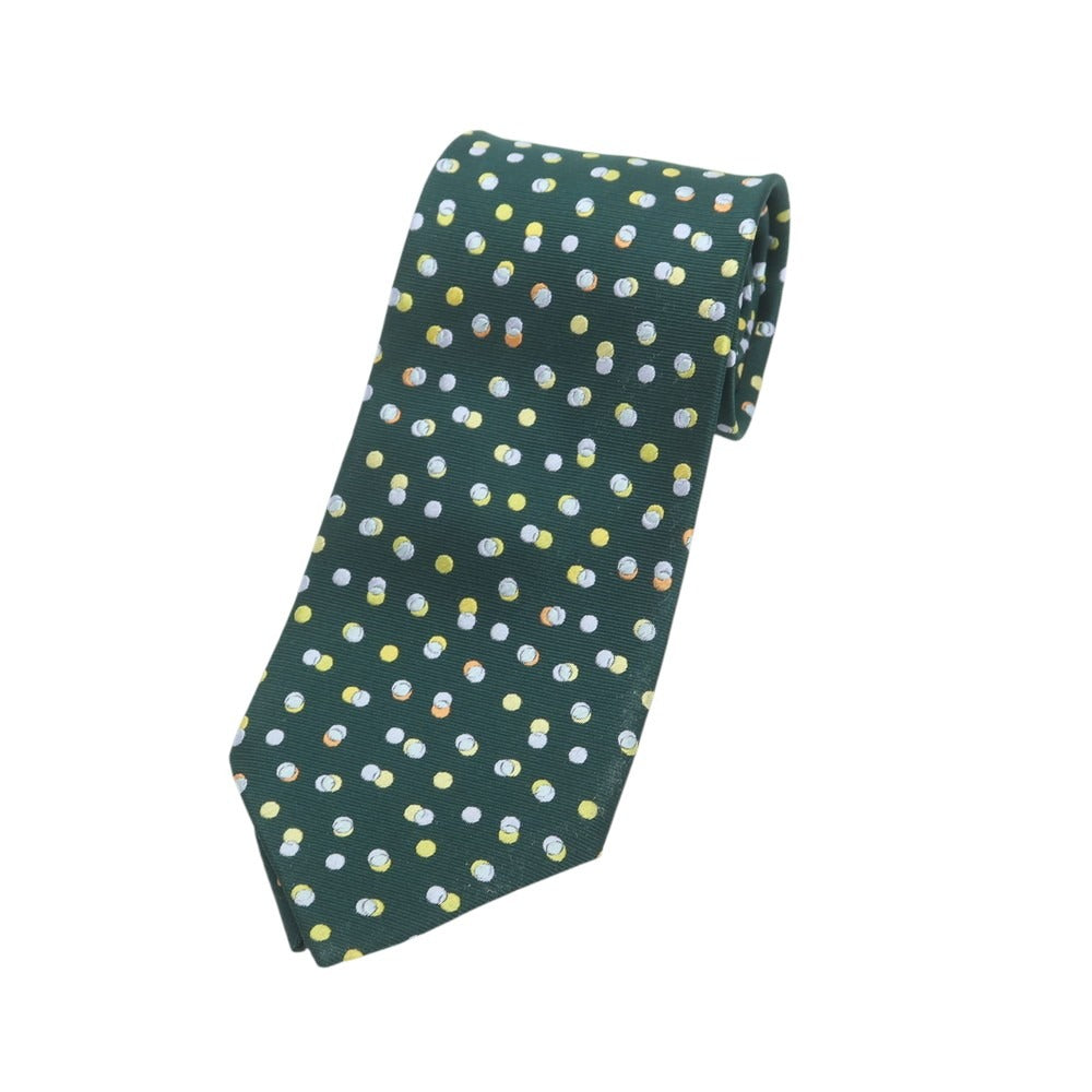 【中古】ギンザタヤ GINZA TAYA シルク 小紋柄ネクタイ ダークグリーン【 状態ランクB 】【 メンズ 】 [APD]