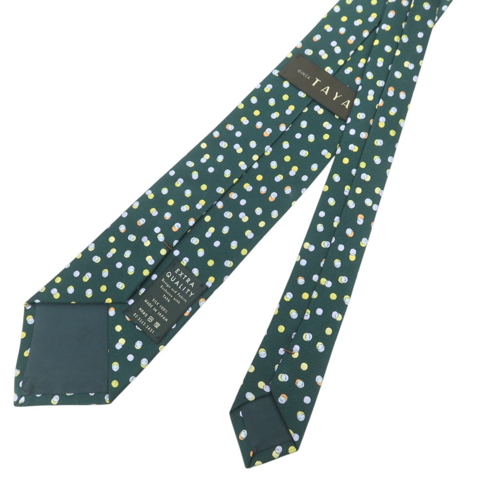 【中古】ギンザタヤ GINZA TAYA シルク 小紋柄ネクタイ ダークグリーン【 状態ランクB 】【 メンズ 】