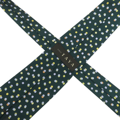 【中古】ギンザタヤ GINZA TAYA シルク 小紋柄ネクタイ ダークグリーン【 状態ランクB 】【 メンズ 】