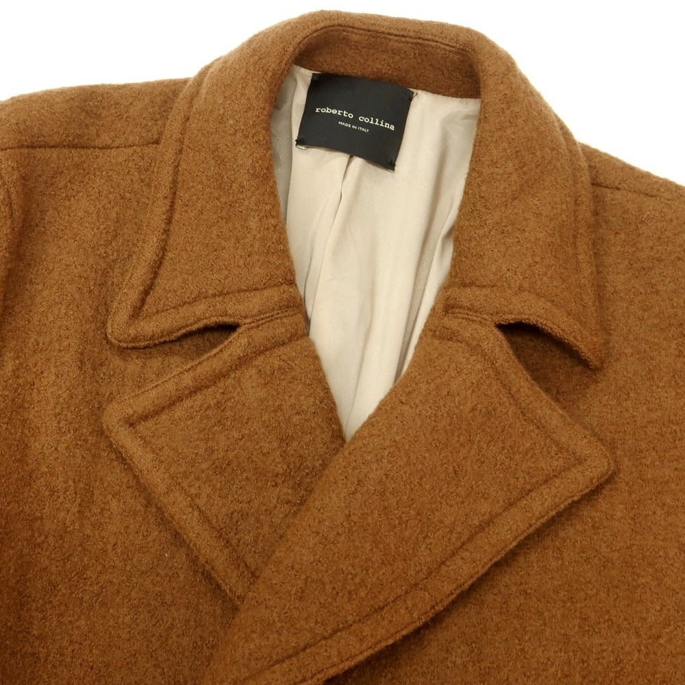 【中古】ロベルトコリーナ ROBERTO COLLINA ウール ダブルブレストコート オレンジブラウン【サイズ48】【 状態ランクB 】【 メンズ 】[DPD]