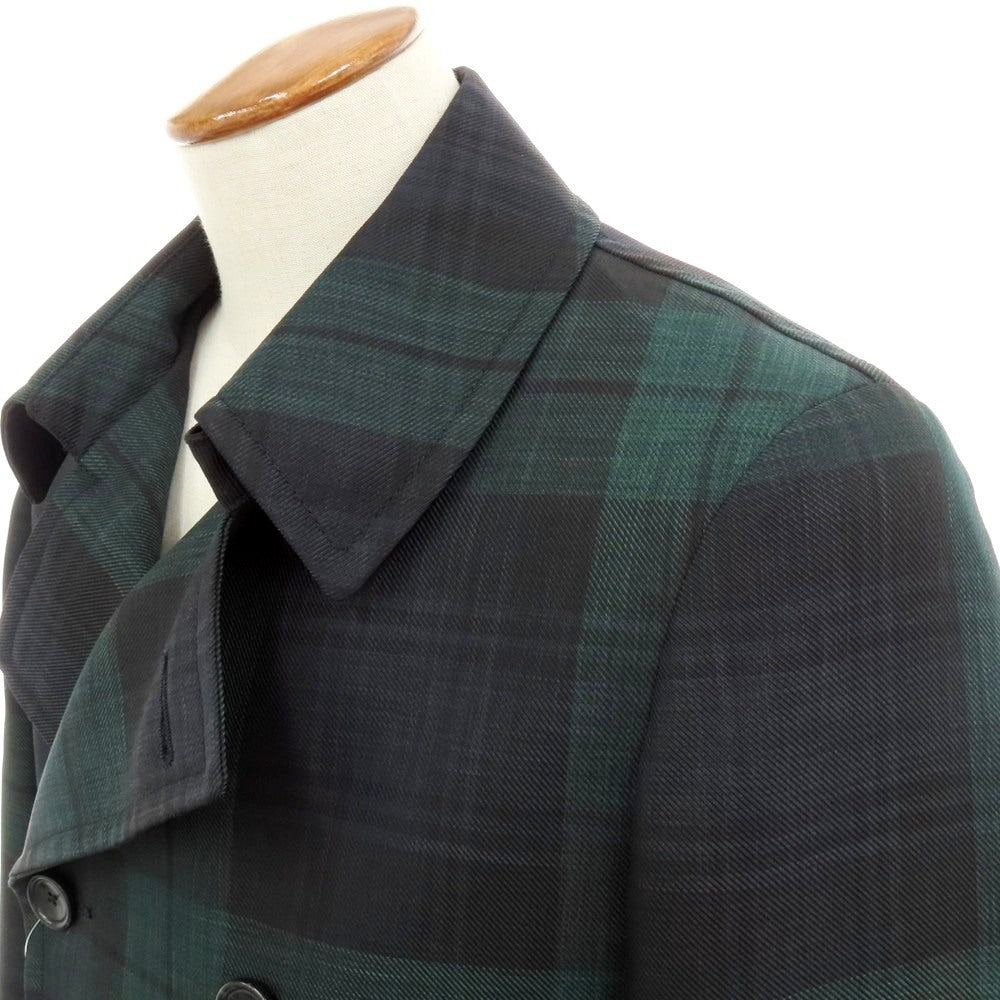 【中古】タリアトーレ TAGLIATORE CHARLIE Brilla per il gusto別注 ポリエステル チェック ピーコート グリーンxブラック【 46 】【 状態ランクB 】【 メンズ 】