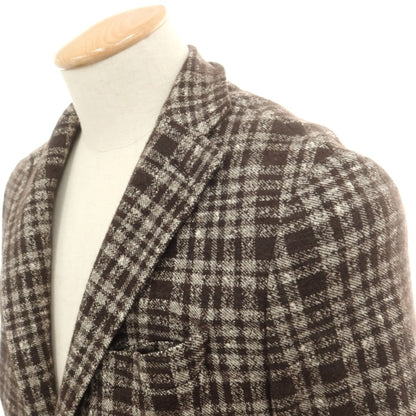 【中古】イレブンティ eleventy ウールコットンジャージー チェック カジュアルジャケット ブラウンxホワイト【 46 】【 状態ランクB 】【 メンズ 】