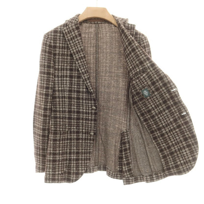 【中古】イレブンティ eleventy ウールコットンジャージー チェック カジュアルジャケット ブラウンxホワイト【 46 】【 状態ランクB 】【 メンズ 】