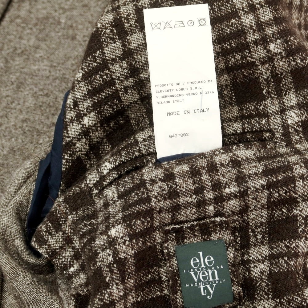【中古】イレブンティ eleventy ウールコットンジャージー チェック カジュアルジャケット ブラウンxホワイト【 46 】【 状態ランクB 】【 メンズ 】