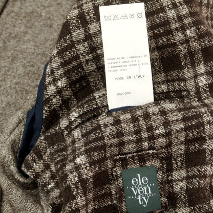 【中古】イレブンティ eleventy ウールコットンジャージー チェック カジュアルジャケット ブラウンxホワイト【 46 】【 状態ランクB 】【 メンズ 】