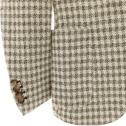 【中古】イレブンティ eleventy コットンナイロン ジャージー チェック 2B カジュアルジャケット アイボリーxブラウン【サイズ46】【 状態ランクB 】【 メンズ 】