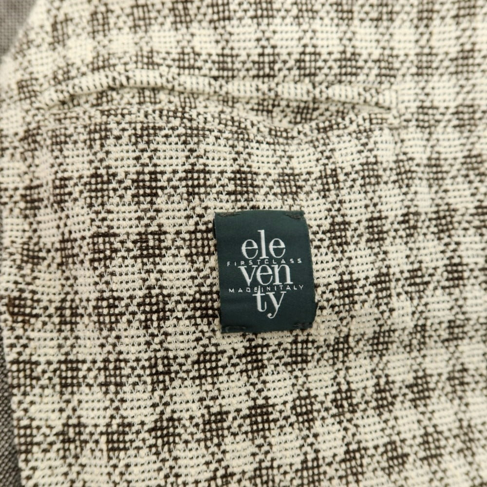 【中古】イレブンティ eleventy コットンナイロン ジャージー チェック 2B カジュアルジャケット アイボリーxブラウン【サイズ46】【 状態ランクB 】【 メンズ 】