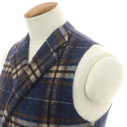 【中古】タリアトーレ TAGLIATORE ウール チェック カジュアル系ジレ ネイビーxブラウン【 46 】【 状態ランクB 】【 メンズ 】