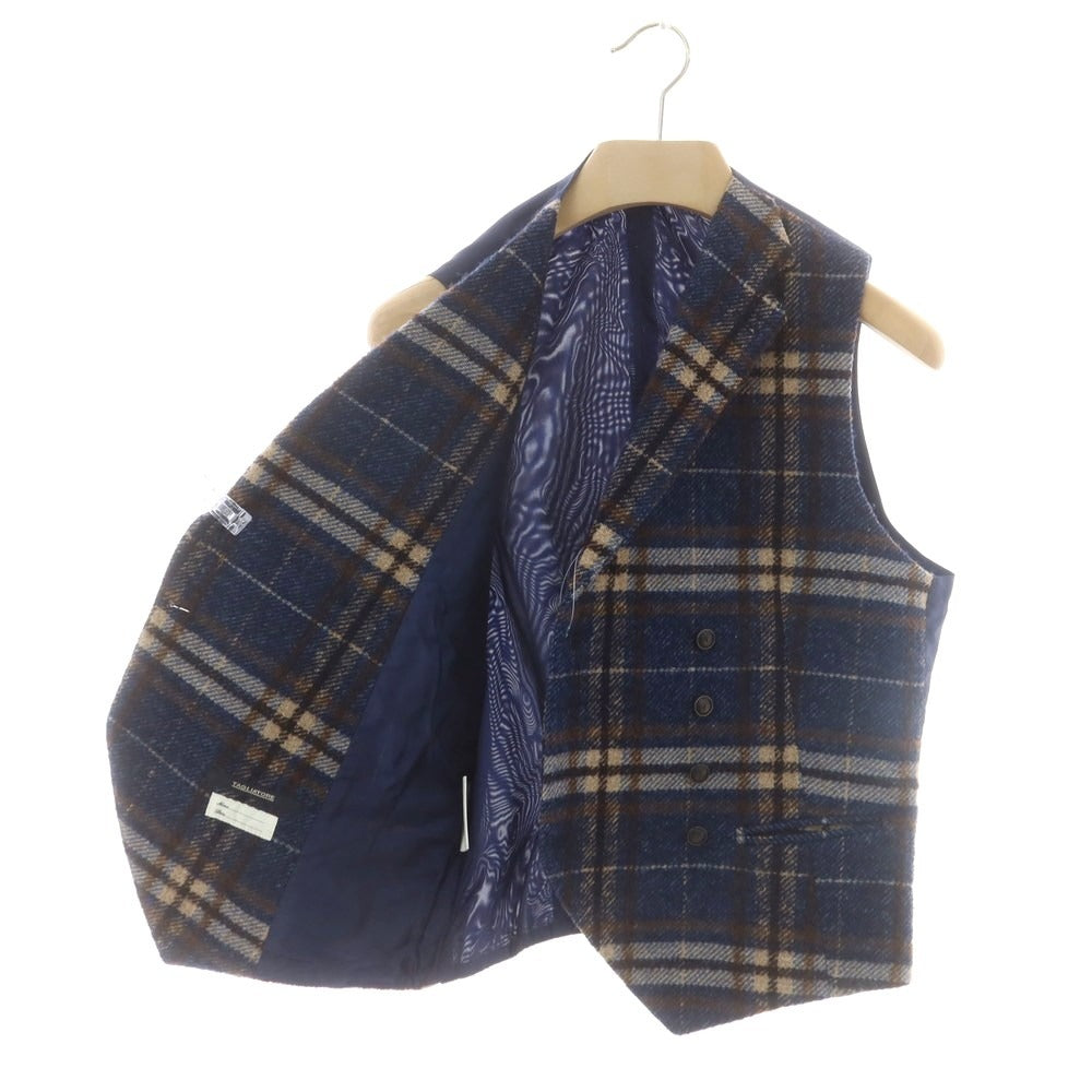 【中古】タリアトーレ TAGLIATORE ウール チェック カジュアル系ジレ ネイビーxブラウン【 46 】【 状態ランクB 】【 メンズ 】