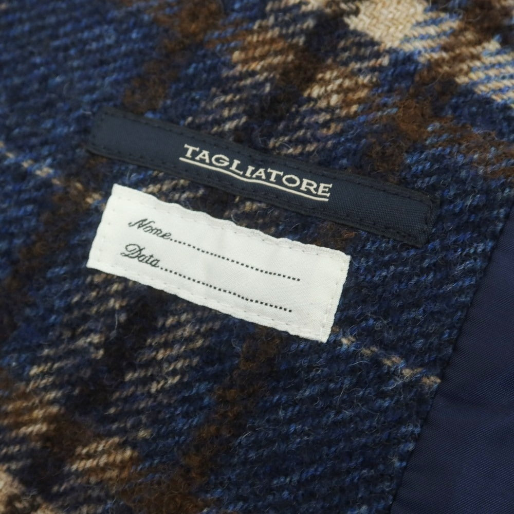 【中古】タリアトーレ TAGLIATORE ウール チェック カジュアル系ジレ ネイビーxブラウン【 46 】【 状態ランクB 】【 メンズ 】