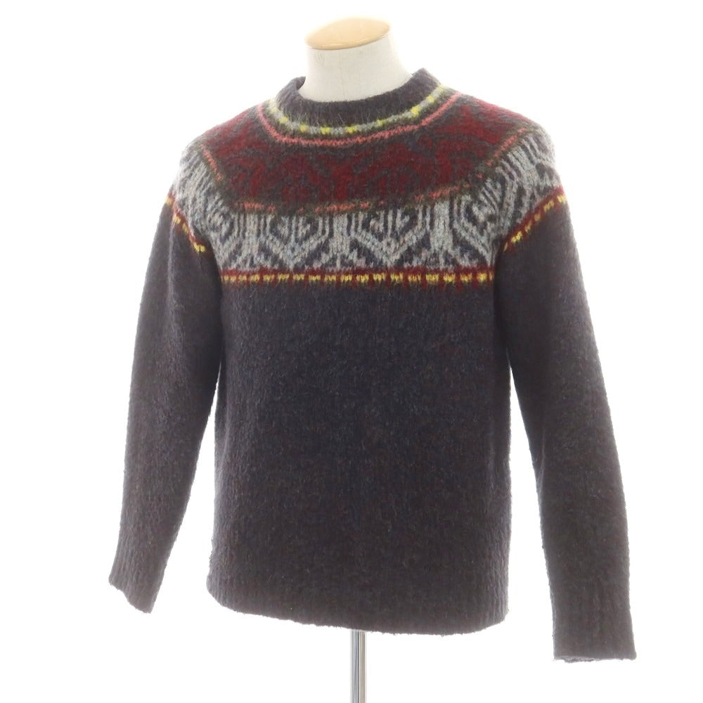 【中古】ロベルトコリーナ ROBERTO COLLINA ノルディック柄 ミドルゲージ プルオーバーニット ダークグレー系【 46 】【 状態ランクB 】【 メンズ 】