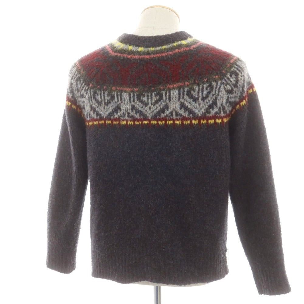 【中古】ロベルトコリーナ ROBERTO COLLINA ノルディック柄 ミドルゲージ プルオーバーニット ダークグレー系【 46 】【 状態ランクB 】【 メンズ 】