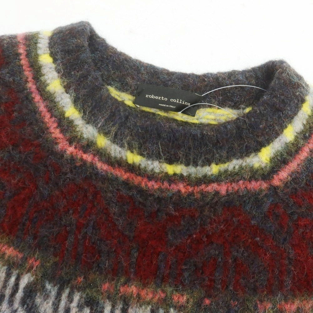 【中古】ロベルトコリーナ ROBERTO COLLINA ノルディック柄 ミドルゲージ プルオーバーニット ダークグレー系【 46 】【 状態ランクB 】【 メンズ 】