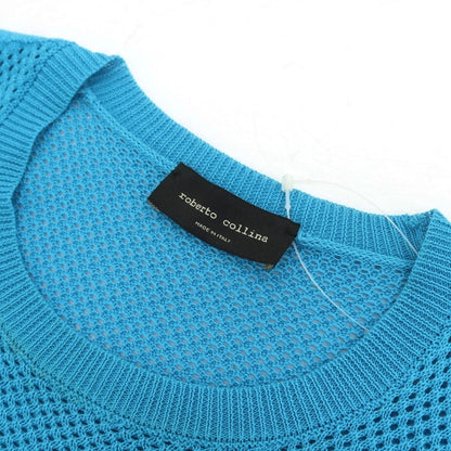 【中古】ロベルトコリーナ ROBERTO COLLINA コットン メッシュ 透かし編み クルーネック プルオーバーニット ライトブルー【サイズ表記なし（M位）】【 状態ランクC 】【 メンズ 】