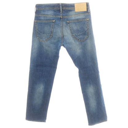 【中古】シビリア SIVIGLIA クラッシュ＆リペア加工 ストレッチ コットン デニムパンツ ネイビーブルー【 32 】【 状態ランクC 】【 メンズ 】