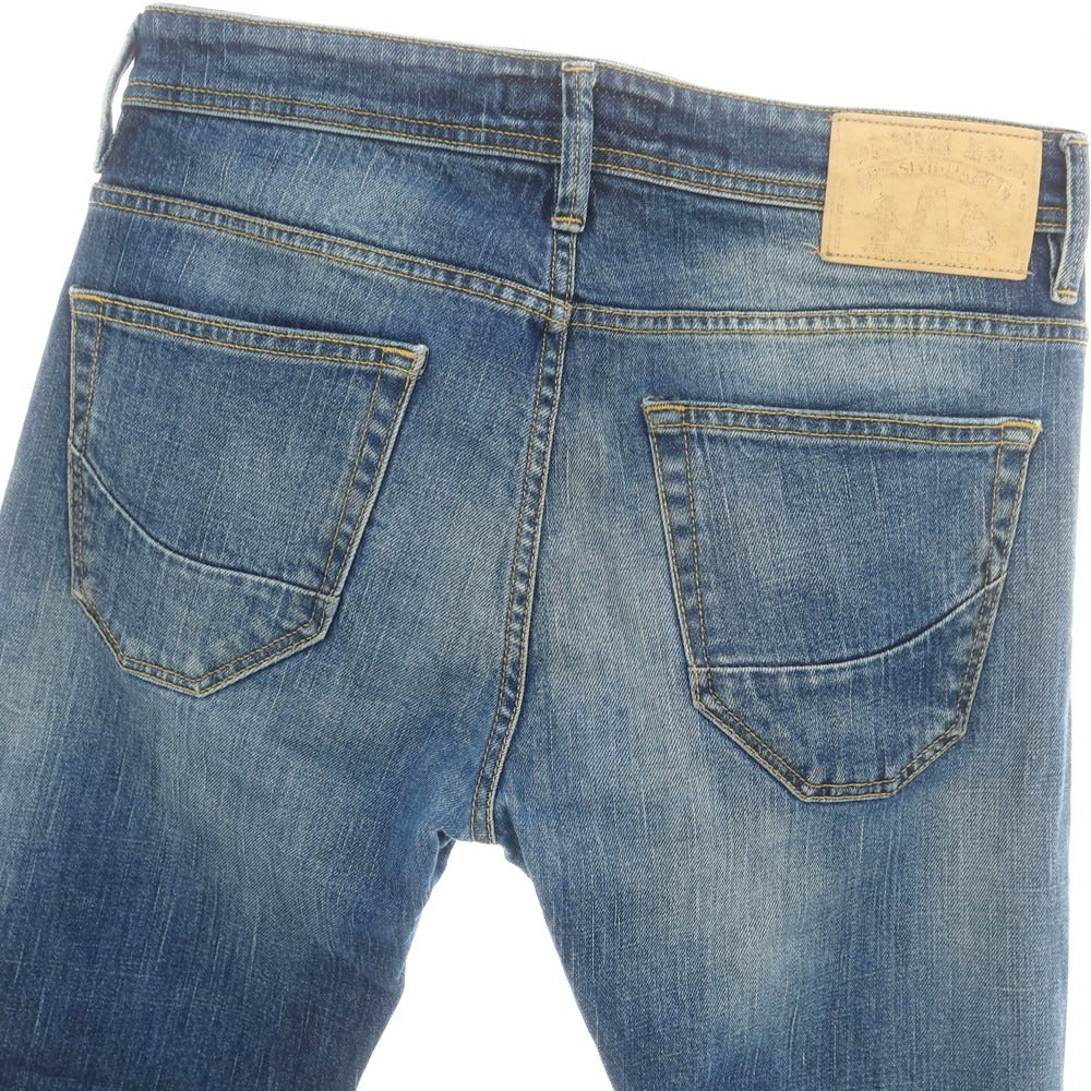 【中古】シビリア SIVIGLIA クラッシュ＆リペア加工 ストレッチ コットン デニムパンツ ネイビーブルー【サイズ32】【 状態ランクC 】【 メンズ 】[CPD]
