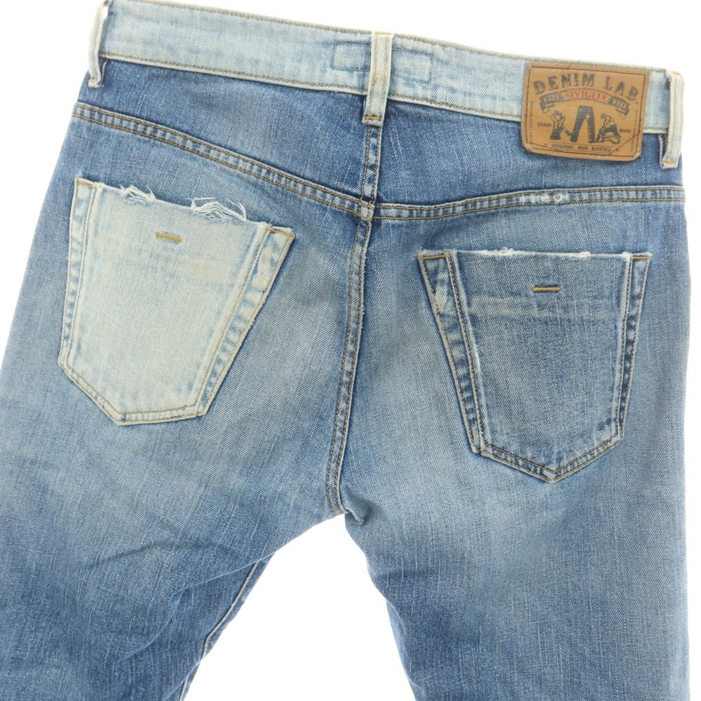 【中古】シビリア SIVIGLIA クラッシュ＆リペア加工 ストレッチ コットン デニムパンツ ブルー【 30 】【 状態ランクD 】【 メンズ 】