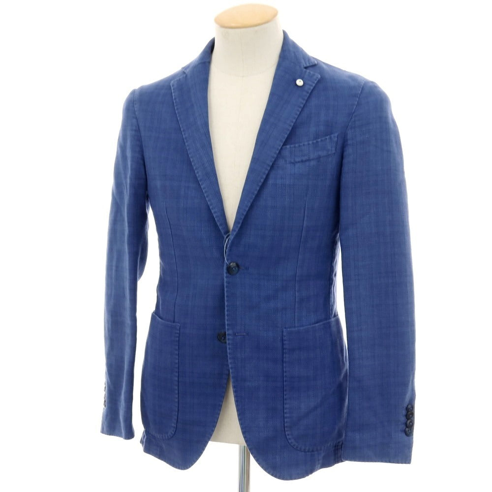 【中古】エルビーエム1911 L.B.M.1911 コットンリネン チェック 2B テーラードジャケット ブルー【サイズ42】【 状態ランクC 】【 メンズ 】