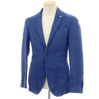 【中古】エルビーエム1911 L.B.M.1911 コットンリネン チェック 2B テーラードジャケット ブルー【サイズ42】【 状態ランクC 】【 メンズ 】