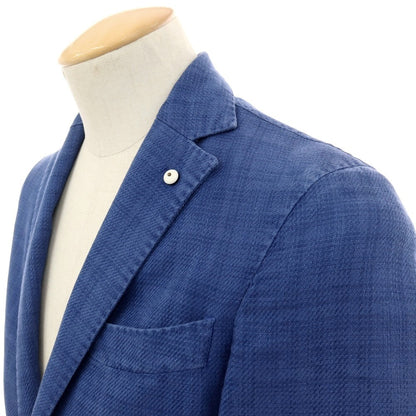 【中古】エルビーエム1911 L.B.M.1911 コットンリネン チェック 2B テーラードジャケット ブルー【サイズ42】【 状態ランクC 】【 メンズ 】