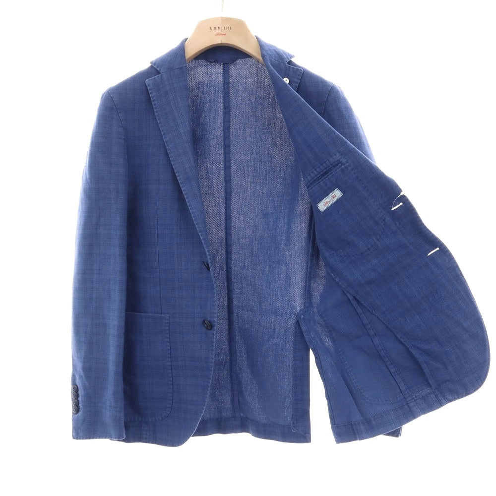 【中古】エルビーエム1911 L.B.M.1911 コットンリネン チェック 2B テーラードジャケット ブルー【サイズ42】【 状態ランクC 】【 メンズ 】