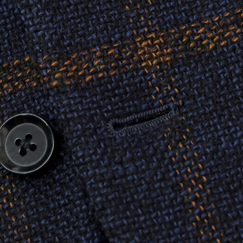 【中古】リングヂャケット RING JACKET NEW BALLOON ツイードウール チェック テーラードジャケット ネイビーxオレンジブラウン【 46 】【 状態ランクA 】【 メンズ 】