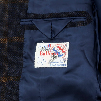 【中古】リングヂャケット RING JACKET NEW BALLOON ツイードウール チェック テーラードジャケット ネイビーxオレンジブラウン【 46 】【 状態ランクA 】【 メンズ 】