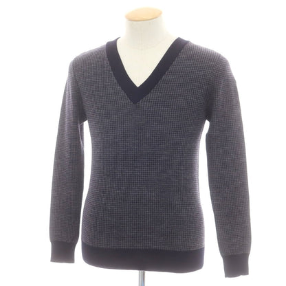 【中古】ルトロワ Letroyes ハイゲージウール ハウンドトゥース プルオーバーニット ネイビーxグレー【 S 】【 状態ランクA 】【 メンズ 】