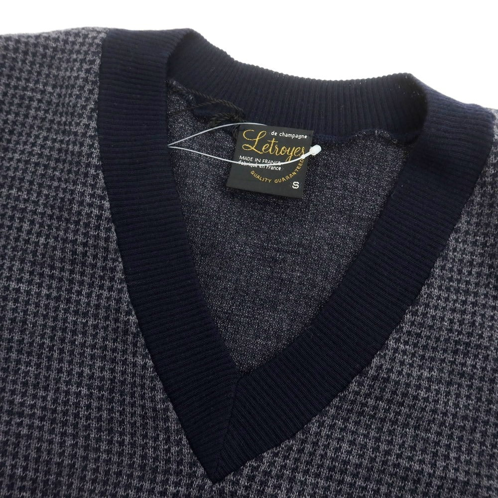 【中古】ルトロワ Letroyes ハイゲージウール ハウンドトゥース プルオーバーニット ネイビーxグレー【 S 】【 状態ランクA 】【 メンズ 】