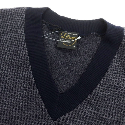 【中古】ルトロワ Letroyes ハイゲージウール ハウンドトゥース プルオーバーニット ネイビーxグレー【 S 】【 状態ランクA 】【 メンズ 】